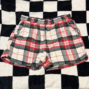 Aerie Plaid Women's Cargo Shorts - Red, Green, White